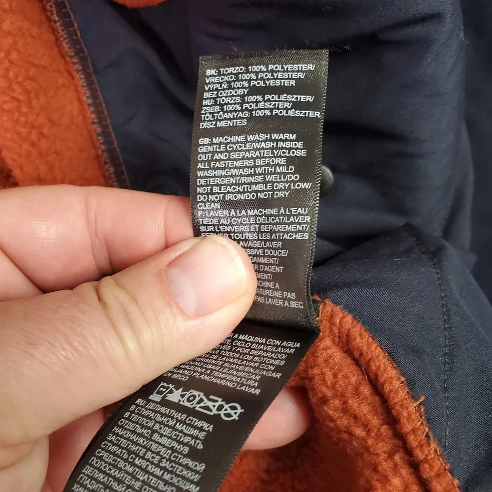 The North Face Vest Mens Large Rust Fleece Full Zip Insulated Pockets Outdoor